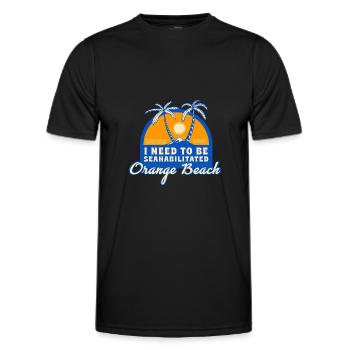 J’ai besoin d’être séahabilité Orange Beach été - T-shirt sport Homme - noir - Devant - AI Model Male 178 dark (178cm)