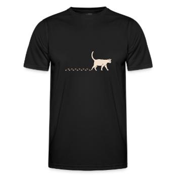 Cute Cat Waddling Kitty Paws Footprints - Men's Functional T-Shirt - black - Front - AI Model Male 178 dark (178cm)