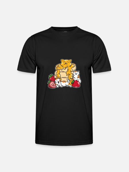Kawaii Kitten Pancakes with Honey - Men's Functional T-Shirt - black