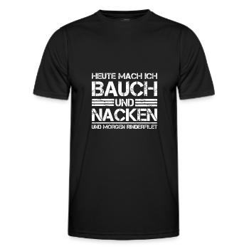 Heute mach ich Bauch und Nacken Grillen - Männer Funktions-T-Shirt - Schwarz - Vorne - AI Model Male 178 dark (178cm)