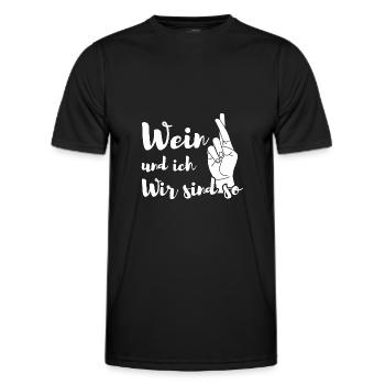 Wein und ich wir sind so - Männer Funktions-T-Shirt - Schwarz - Vorne - AI Model Male 178 dark (178cm)