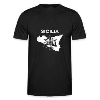 Sicilia Map Palermo Italian Coat of Arms Sicily - Men's Functional T-Shirt - black - Front - AI Model Male 178 dark (178cm)