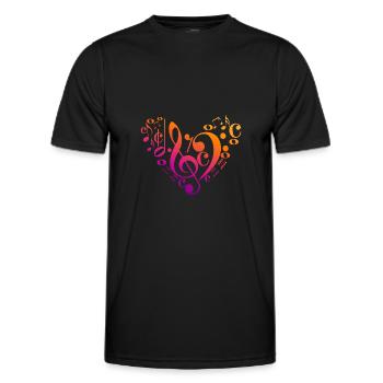 Violinschlüssel Bassschlüssel Musiknoten Buntes He - Männer Funktions-T-Shirt - Schwarz - Vorne - AI Model Male 178 dark (178cm)