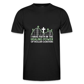 Roller Coaster Amusement Park Amusement Park - Men's Functional T-Shirt - black - Front - AI Model Male 178 dark (178cm)