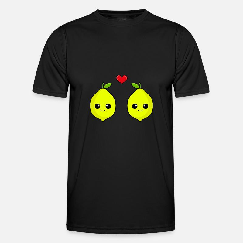Zitrone Paar Liebe Comic - Männer Funktions-T-Shirt - Schwarz