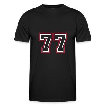 77 Number number - Men's Functional T-Shirt - black - Front - AI Model Male 178 dark (178cm)