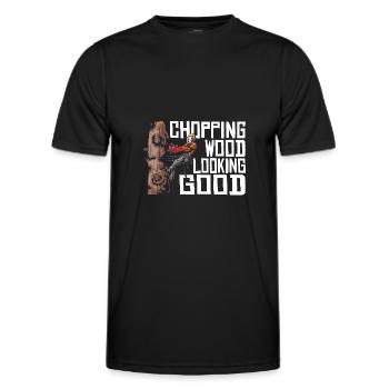 Woodworking Chopping Wood Looking Good Lumberjack - Men's Functional T-Shirt - black - Front - AI Model Male 178 dark (178cm)