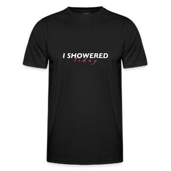 J’ai pris une douche aujourd’hui en disant drôle de ringard - T-shirt sport Homme - noir - Devant - AI Model Male 178 dark (178cm)