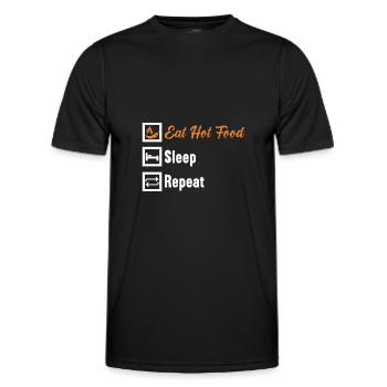 Manger des aliments chauds Dormir Répéter / Scharfes Essen - T-shirt sport Homme - noir - Devant - AI Model Male 178 dark (178cm)