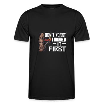 Motorsäge Dont Worry I Hugged It First Holzfäller - Männer Funktions-T-Shirt - Schwarz - Vorne - AI Model Male 178 dark (178cm)