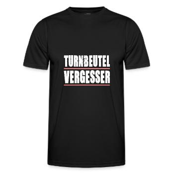 Turnbeutel Vergesser Sportunterricht für Schüler - Männer Funktions-T-Shirt - Schwarz - Vorne - AI Model Male 178 dark (178cm)