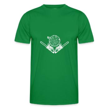 Chainsaw axe forester lumberjath saw chain - Men's Functional T-Shirt - kelly green - Front - AI Model Male 178 dark (178cm)