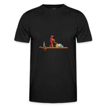 Vintage Herzschlag Rasenmäher Gartenarbeit Gärtner - Männer Funktions-T-Shirt - Schwarz - Vorne - AI Model Male 178 dark (178cm)