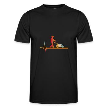 Herzschlag Rasenmäher Vintage Gartenarbeit Gärtner - Männer Funktions-T-Shirt - Schwarz - Vorne - AI Model Male 178 dark (178cm)