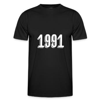 Année de naissance 1991 Date de naissance - T-shirt sport Homme - noir - Devant - AI Model Male 178 dark (178cm)