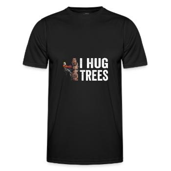 Motorsäge I Hug Trees Holzfäller Kettensäge - Männer Funktions-T-Shirt - Schwarz - Vorne - AI Model Male 178 dark (178cm)