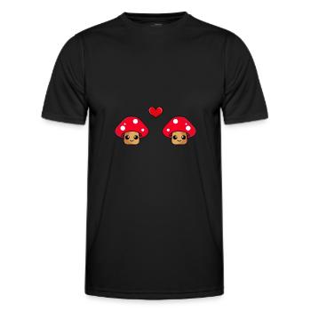 Pilz Paar Liebe Comic - Männer Funktions-T-Shirt - Schwarz - Vorne - AI Model Male 178 dark (178cm)