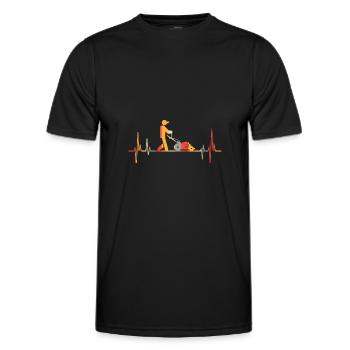 Retro Herzschlag Rasenmäher Gras Gärtner - Männer Funktions-T-Shirt - Schwarz - Vorne - AI Model Male 178 dark (178cm)