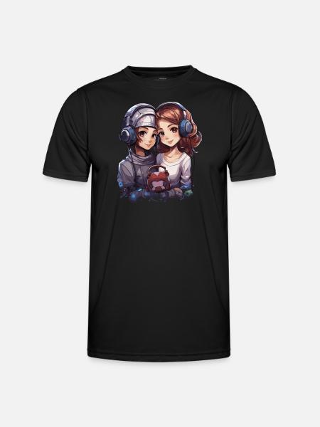 Friends Design in Anime Style - Men's Functional T-Shirt - black