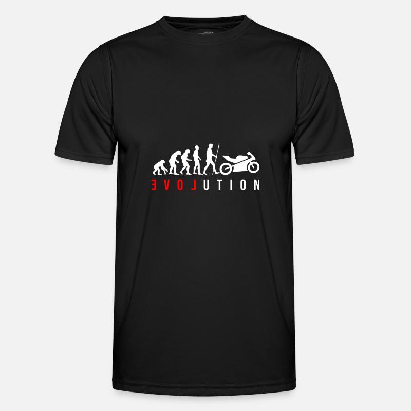Die Evolution der Menschheit ist das Motorrad - Männer Funktions-T-Shirt - Schwarz