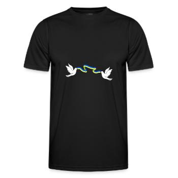 Ruban de colombe Ukraine Deux colombes mordant Le drapeau de l’Ukraine - T-shirt sport Homme - noir - Devant - AI Model Male 178 dark (178cm)