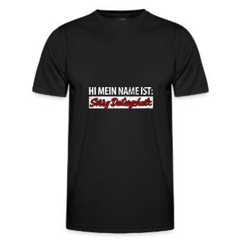 Hi mein Name ist sorry Datenschutz - Männer Funktions-T-Shirt - Schwarz - Vorne - AI Model Male 178 dark (178cm)