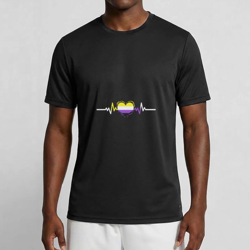 Nonbinary Pride Heartbeat Nonbinary Pride T-shirt sport Homme