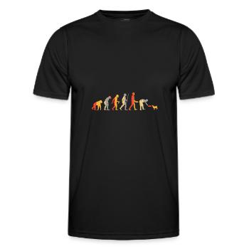 Evolution Hundebesitzer - Männer Funktions-T-Shirt - Schwarz - Vorne - AI Model Male 178 dark (178cm)
