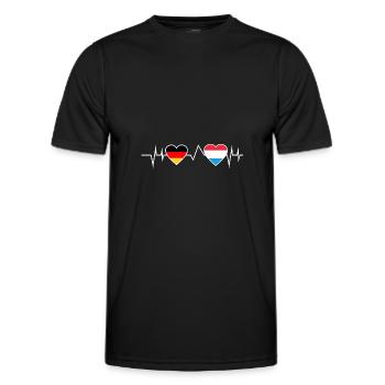 Deutschland Luxemburg herzschlag Luxemburger - Männer Funktions-T-Shirt - Schwarz - Vorne - AI Model Male 178 dark (178cm)