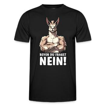 Alpaga Lama Andes Amérique du Sud Avant de demander Non - T-shirt sport Homme - noir - Devant - AI Model Male 178 dark (178cm)