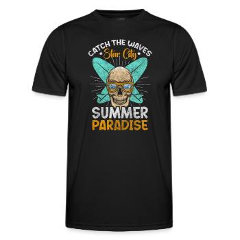 Surfer sur l’eau de mer - T-shirt sport Homme - noir - Devant - AI Model Male 178 dark (178cm)