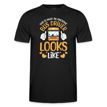 Bus driver school bus Regular bus transport - Men's Functional T-Shirt - black - Front - AI Model Male 178 dark (178cm)