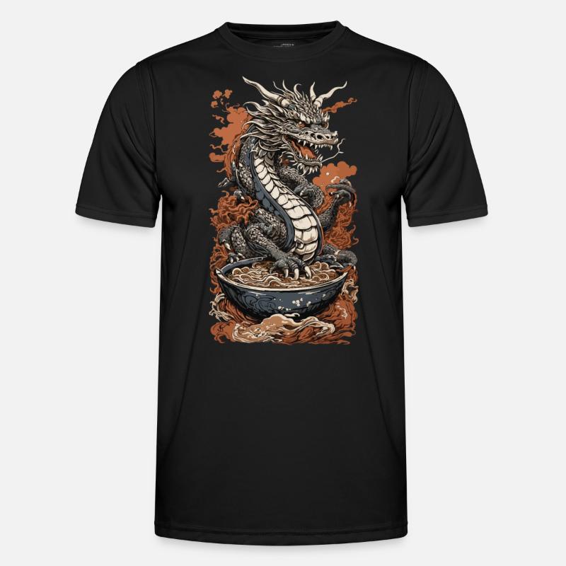 Drache im Ukiyo-E Stil & Ramen Nudel Suppe Männer Funktions-T-Shirt