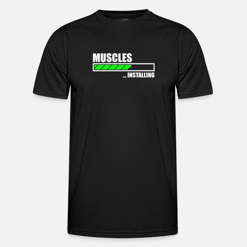 Installing Muscles Funny Gym - Men's Functional T-Shirt - black