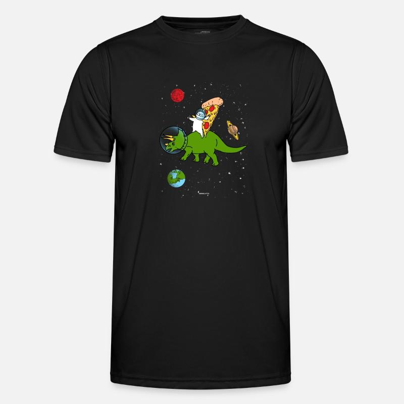 Cat pizza dinosaur gift - Men's Functional T-Shirt - black
