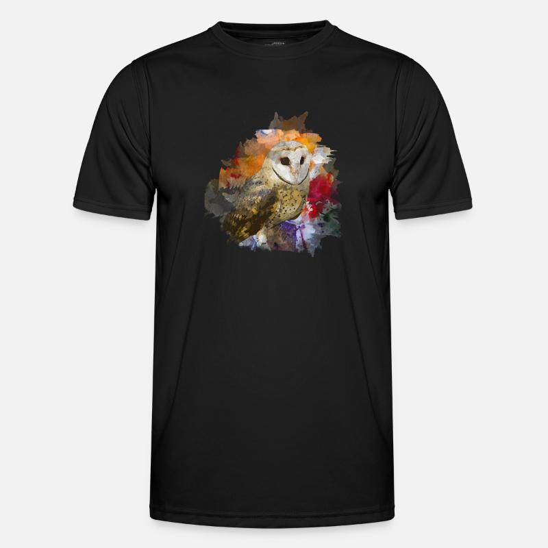 Eule - Männer Funktions-T-Shirt - Schwarz