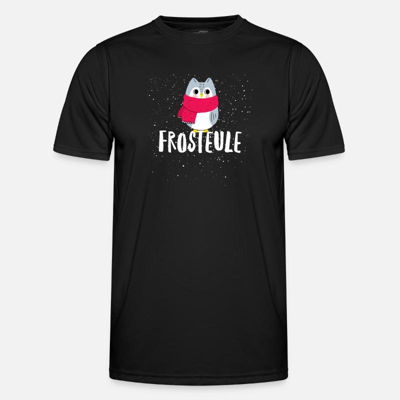 Frosteule Frostbeule eule mit schal - Männer Funktions-T-Shirt - Schwarz