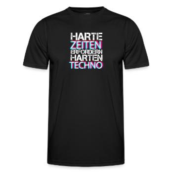 Harte Zeiten erfordern harten Techno Rave Beat - Männer Funktions-T-Shirt - Schwarz - Vorne - AI Model Male 178 dark (178cm)