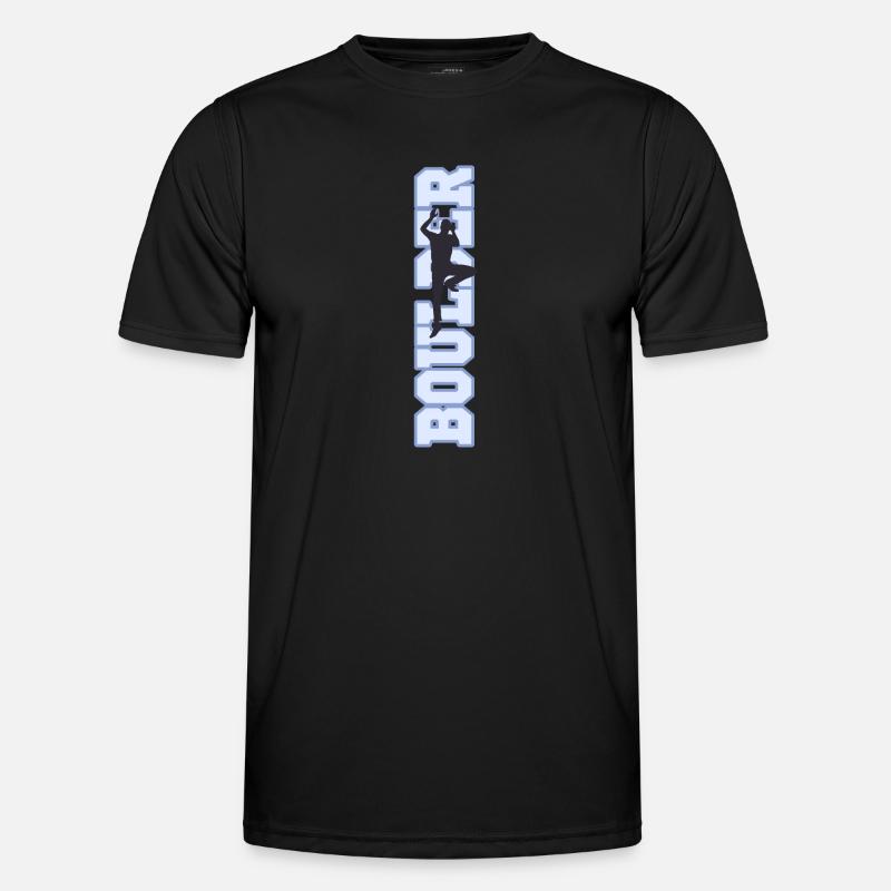 Boulder font with climber gift - Men's Functional T-Shirt - black