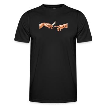 Erschaffung Adams mit Joint Weed Canabis - Männer Funktions-T-Shirt - Schwarz - Vorne - AI Model Male 178 dark (178cm)