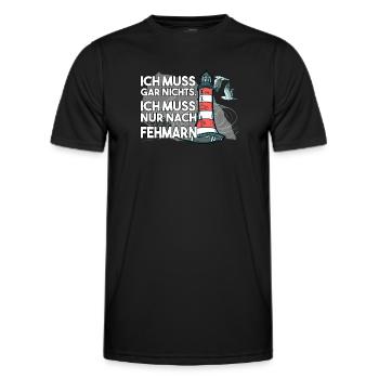 Ich muss garnichts ich muss nur nach Fehmarn - Männer Funktions-T-Shirt - Schwarz - Vorne - AI Model Male 178 dark (178cm)