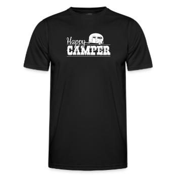 Happy camper camping caravan camper gift - Men's Functional T-Shirt - black - Front - AI Model Male 178 dark (178cm)
