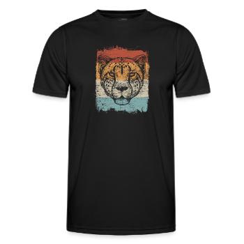 Gepard Raubkatze Retro Vintage Geschenk - Männer Funktions-T-Shirt - Schwarz - Vorne - AI Model Male 178 dark (178cm)