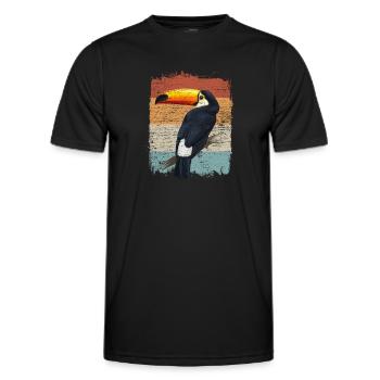 Toucan rétro - T-shirt sport Homme - noir - Devant - AI Model Male 178 dark (178cm)