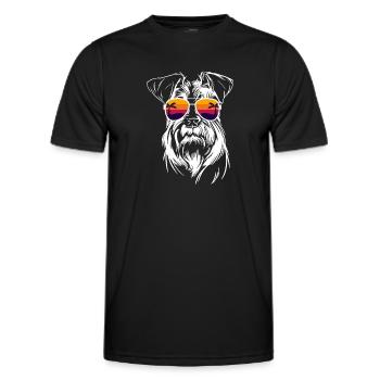 Schnauzer avec lunettes de soleil Chien Schnauzer miniature - T-shirt sport Homme - noir - Devant - AI Model Male 178 dark (178cm)