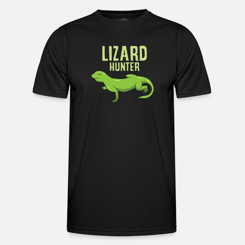 Lustige Eidechsen Jäger Reptil Eidechse Männer Funktions-T-Shirt