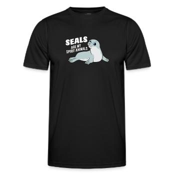 Les phoques sont mes animaux préférés Doux Phoque - T-shirt sport Homme - noir - Devant - AI Model Male 178 dark (178cm)