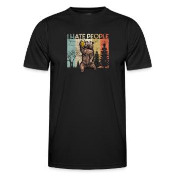 i hate people bear beer camping campers - Men's Functional T-Shirt - black - Front - AI Model Male 178 dark (178cm)