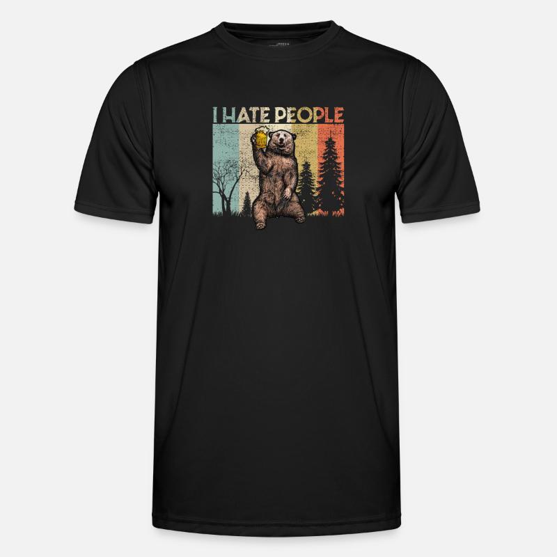 i hate people Bär Bier Camping Camper Männer Funktions-T-Shirt