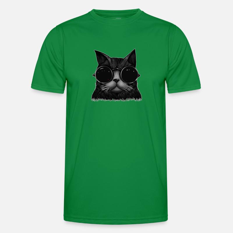 Cat with steampunk elements motif Men's Functional T-Shirt